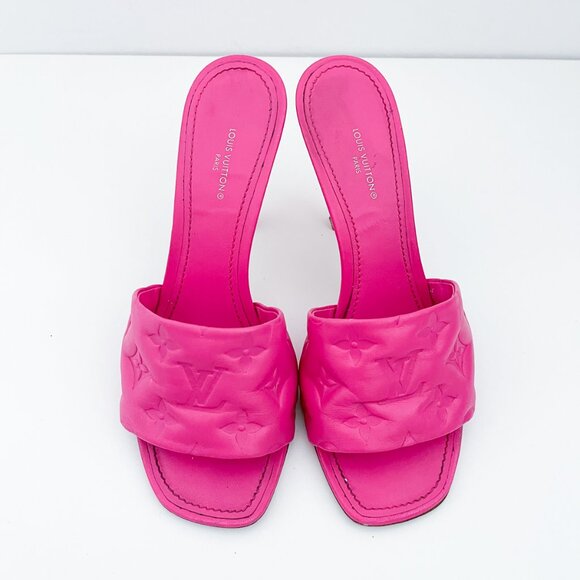 Louis Vuitton Revival Mule Monogram Pink Heel Padded Heels Sandals - Picture 6 of 16
